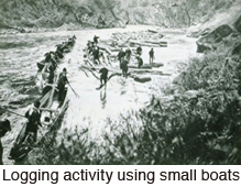 Logging activity using small boats